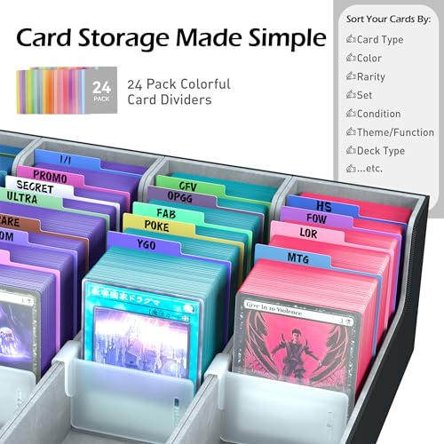 4-Row Trading Card Storage Box with 50 Sleeves & 24 Dividers R717