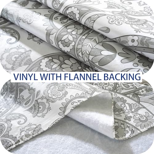 Blue 60x120 Inch Waterproof PVC Tablecloth with Flannel Backing U852