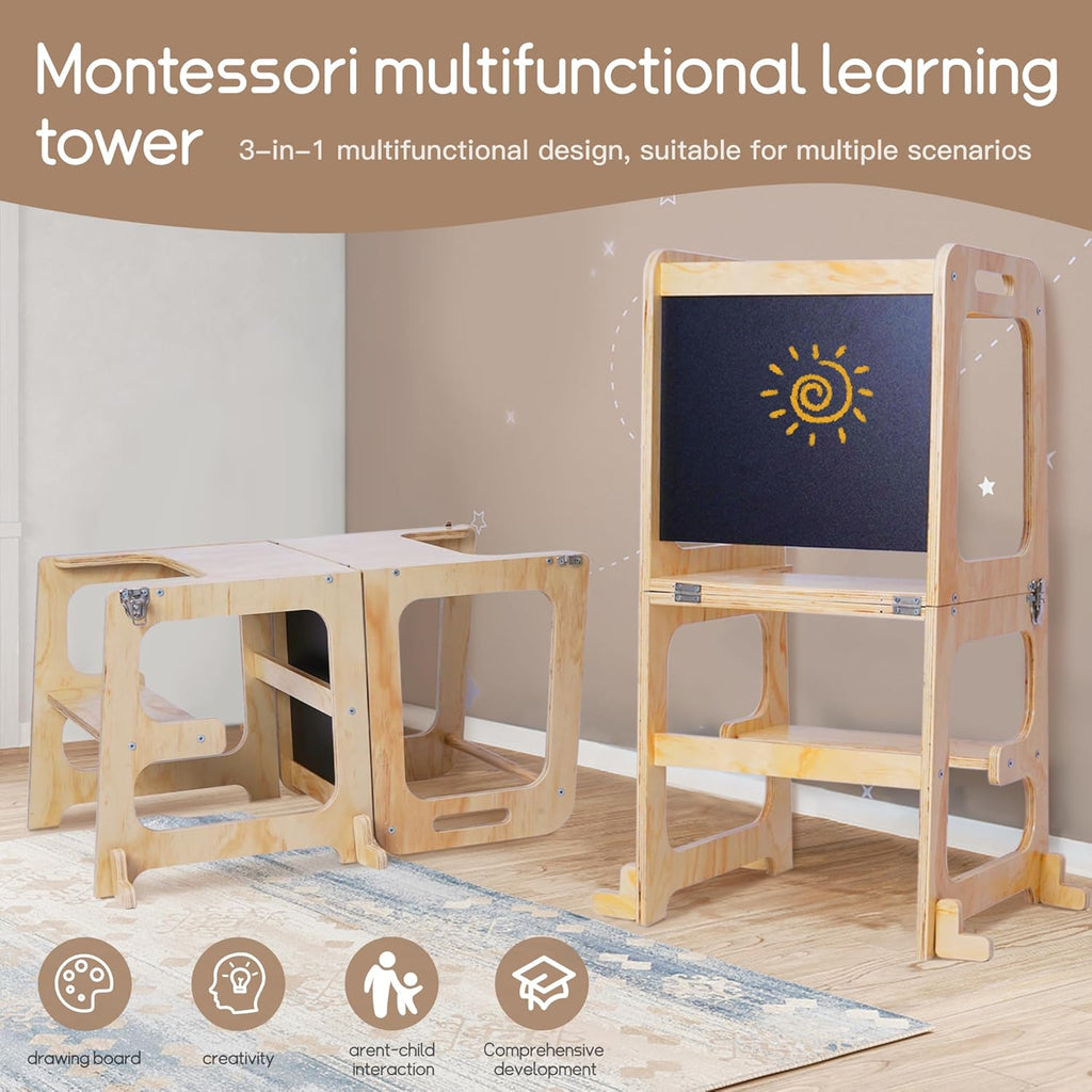 3-in-1 Toddler Standing Tower with Safety Rail T660