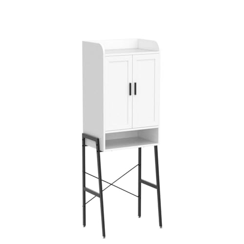 Wooden Over The Toilet Storage Cabinet with Double Door and Adjustable Feet L114160