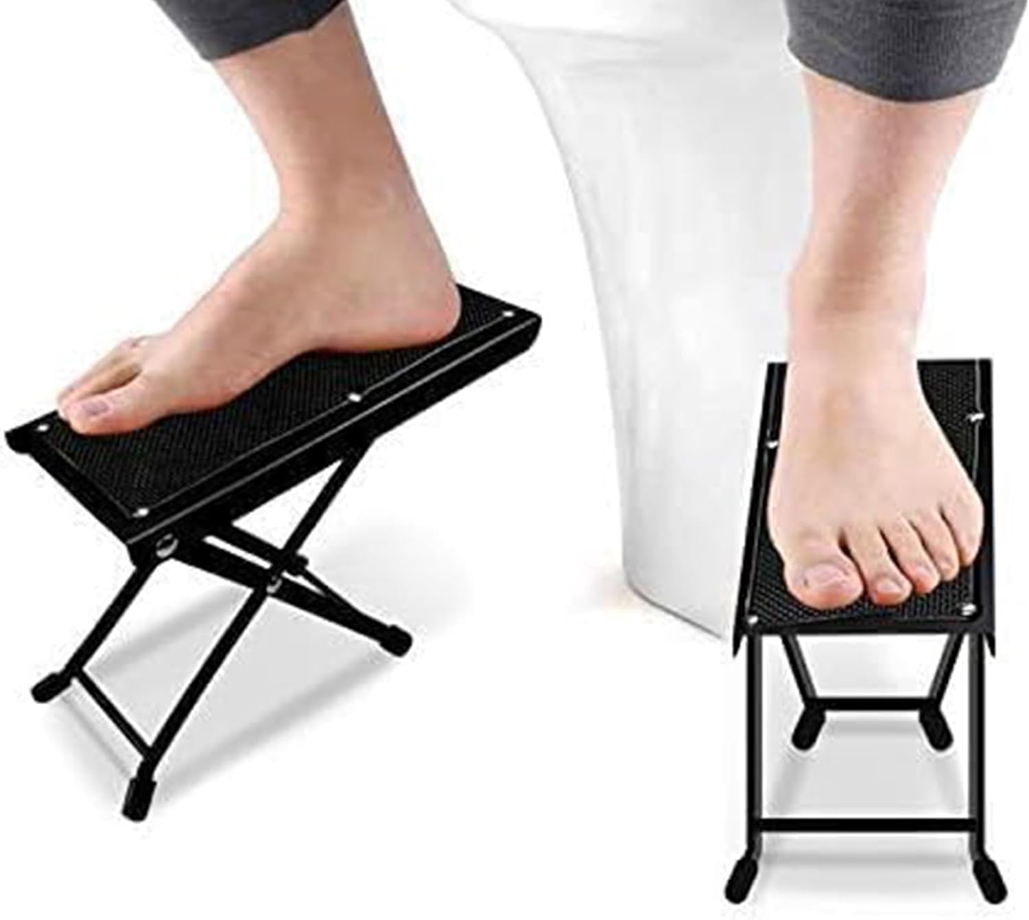 Black 5-9 Inches Height-Adjustable Folding Squatting Stool J95896