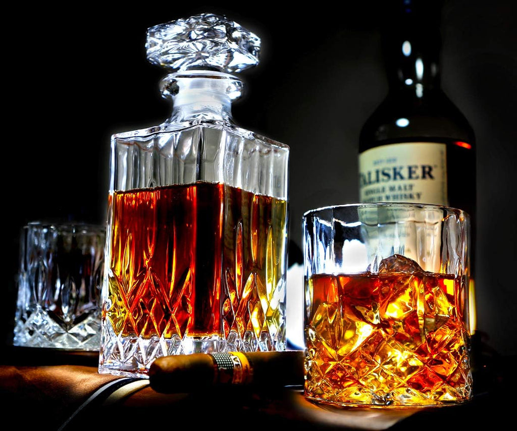 5PC Crystal Whiskey Decanter Set with 4 Glasses M2815