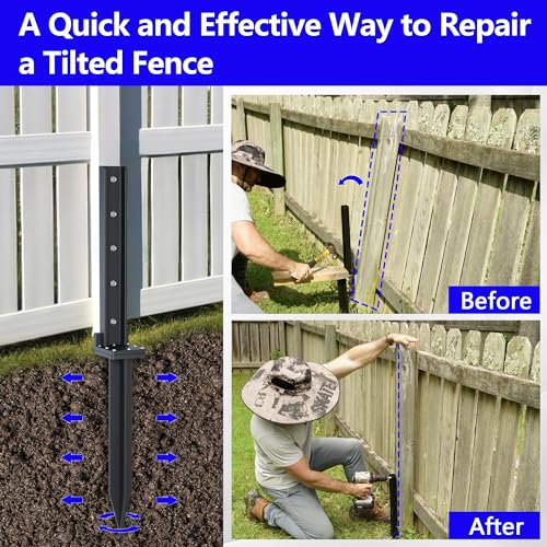 4-Pack 32in Stainless Steel Fence Post Anchor Black Q606