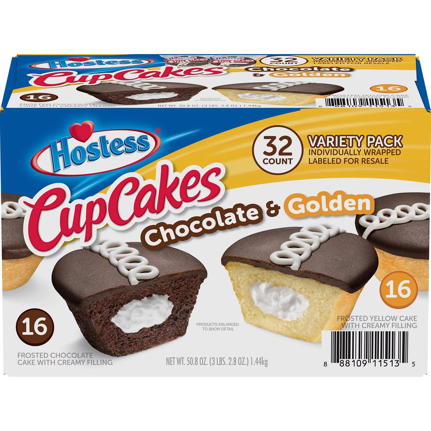 Chocolate Cupcakes & Golden Cupcakes Variety Pack (32 Ct.) J302610