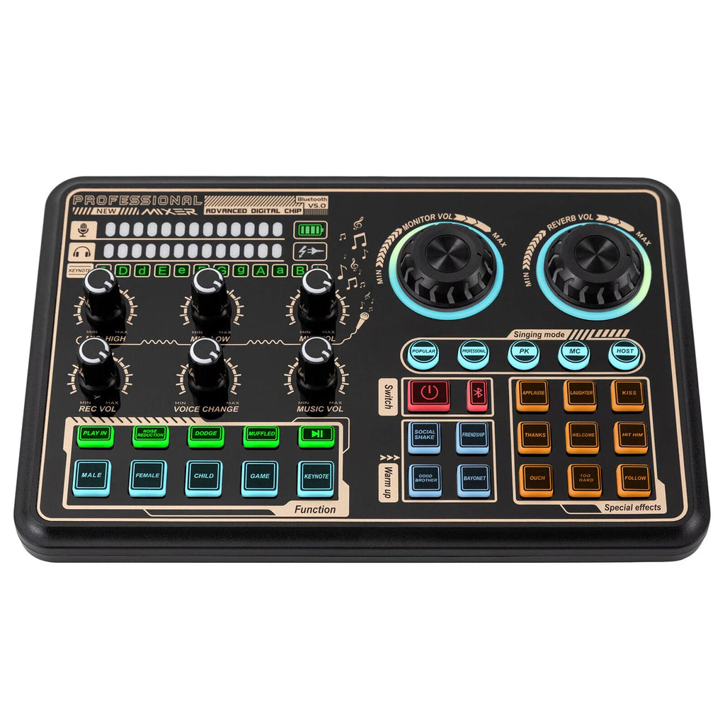 Sound Effects Board Audio Interface with Voice Changer and LED Lights O60151