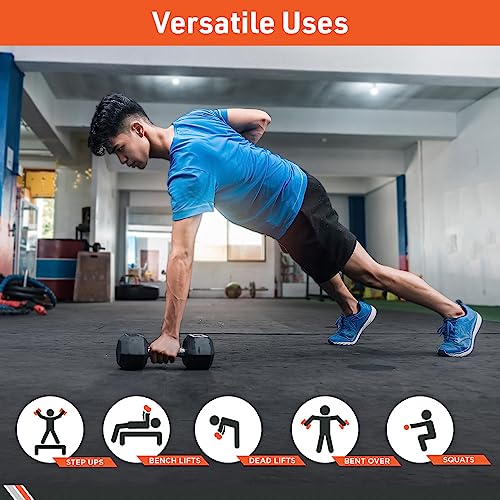 Pair Rubber Encased Hex Dumbbell A135770