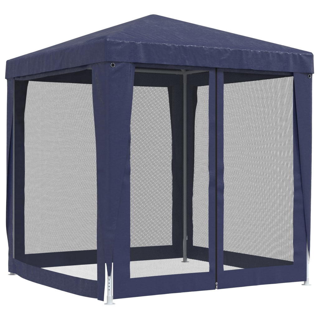 Blue 6.6'x6.6' HDPE Party Tent with 4 Mesh Sidewalls C405