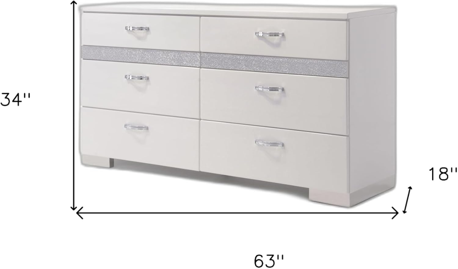 White High Gloss Eight Drawer Double Dresser S83966