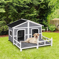 59x64x39 Wood Large Dog House with Porch Deck F80417