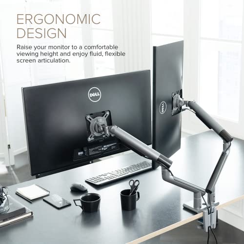 Dual Monitor Arm Mount Stand Desk Adjustable Full Motion VESA 17"-32" Display Grey Black G4827