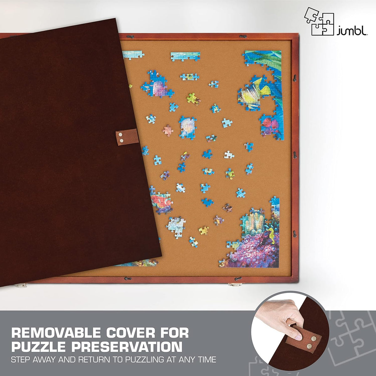 1500-Piece Tilting Puzzle Board with Felt Surface, 6 Removable Sorting Drawers, 27” x 35” Wooden Jigsaw Puzzle Table W483