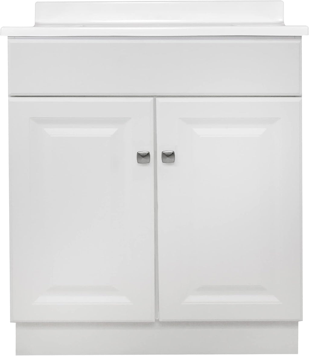 White 2-Door Bathroom Cultured Marble Vanity Top O454