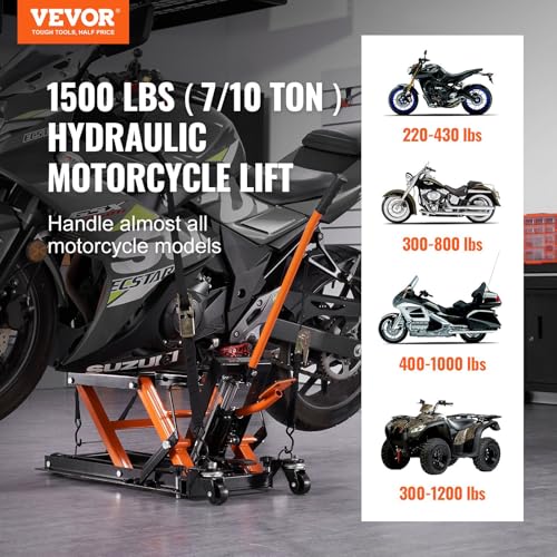 1500 LBS Hydraulic Scissor Motorcycle Jack Stand with 4 Wheels Q291593