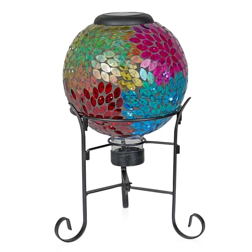 8" Diameter Glass Gazing Globe with Color Changing LED Lights Y62415