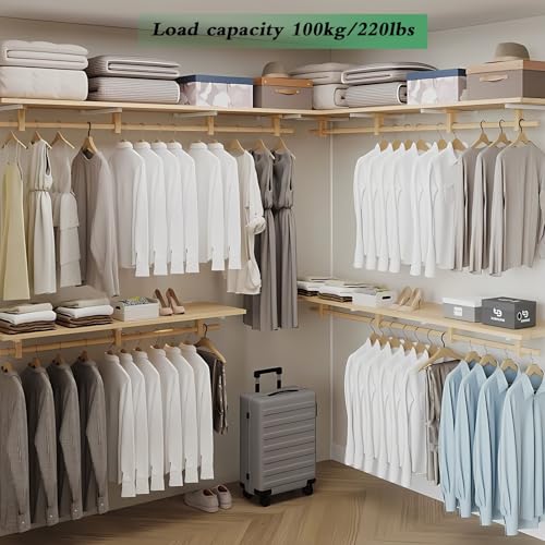 Solid Wooden Clothes Rack with Top Shelf, Wall Mounted Garment Rack W7880