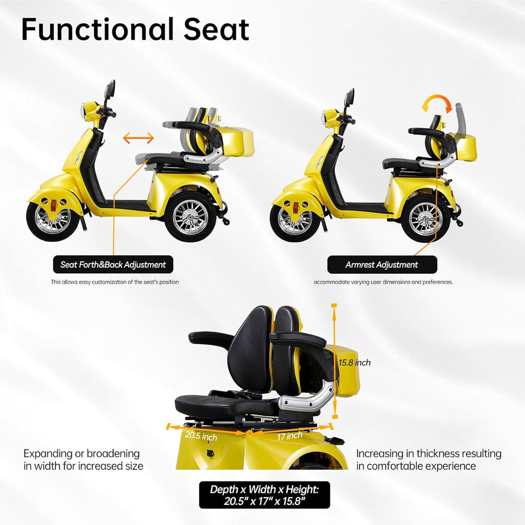 Yellow 4 Wheel Mobility Scooter 500lbs Capacity F9890