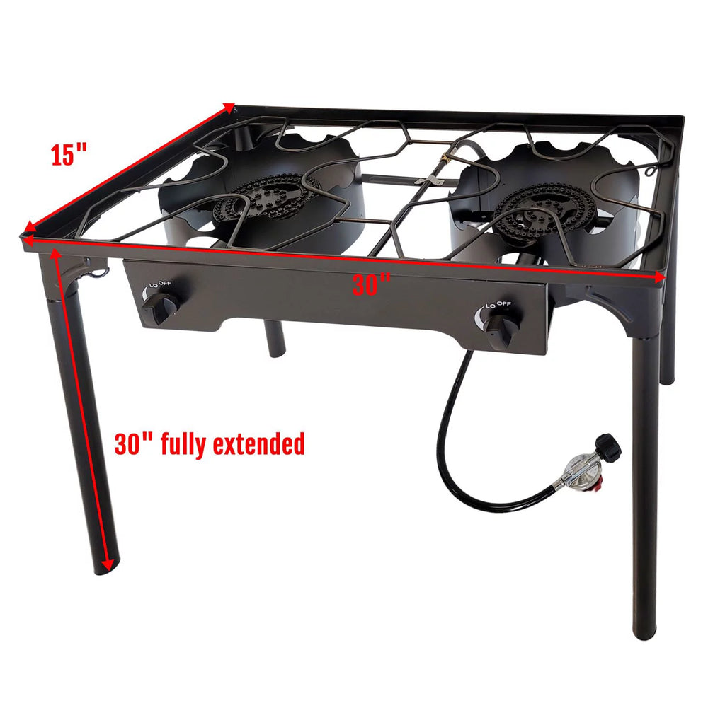 Folding Two Burner Cast Iron Stove with Stainless Steel Griddle E4487