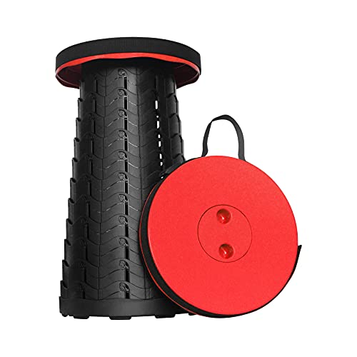 Portable Collapsible Telescoping Stool Lightweight Max Load 400lbs Retractable Folding Stool Black M6544