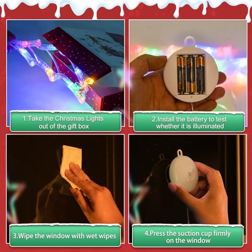 5Pack Christmas Window Lights with Timer, Battery Powered White LED Snowflake Decor C50355
