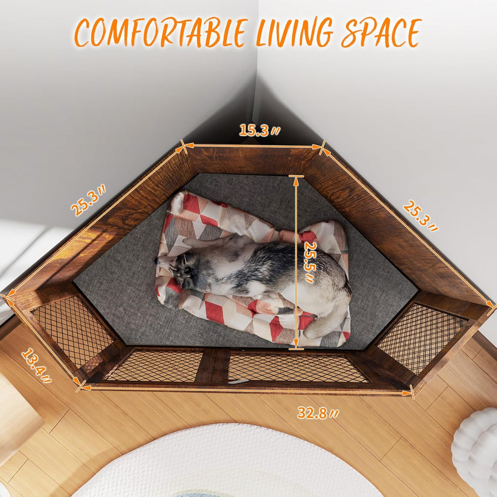 44/52inch Wooden Dog Kennel with Mesh Y701383
