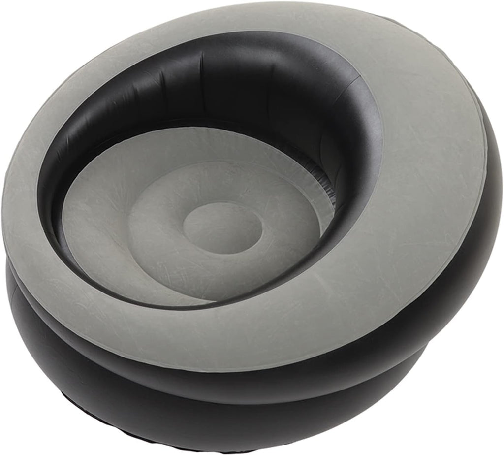 Inflatable Leisure Sofa Flocking Couch Air Chaise Lounge Grey K94470