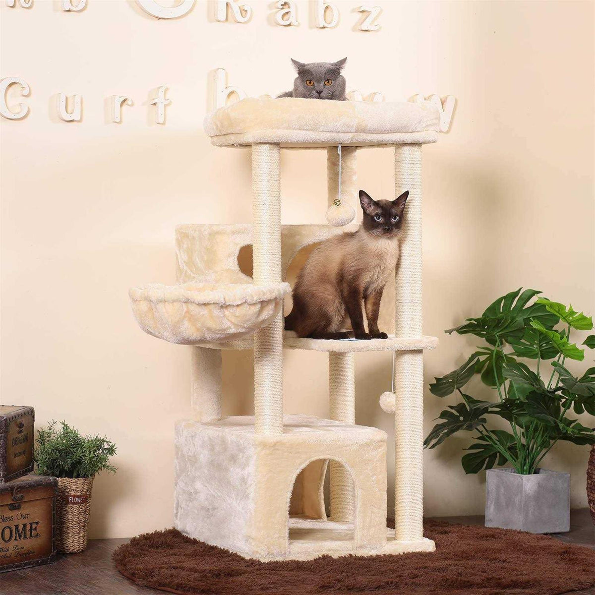 Cat Tree with Sisal-Covered Scratching Posts X571