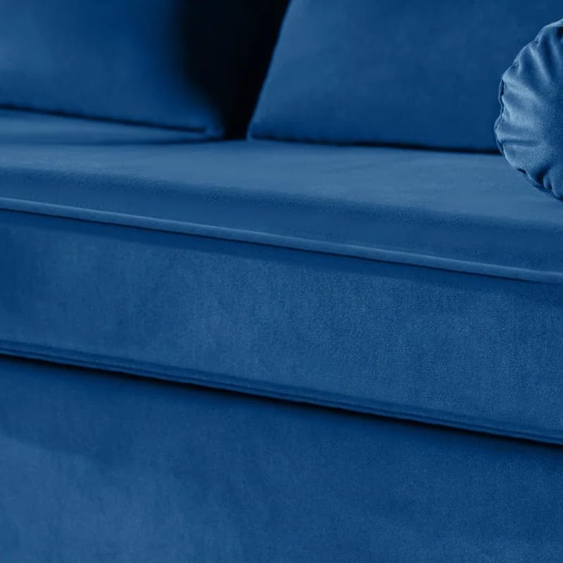 Velvet 65" Loveseat Sofa with Bolster Pillows and Back Cushion B727