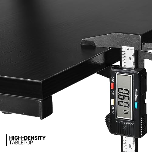 Black L Shaped Gaming Desk with Metal Frame B6460