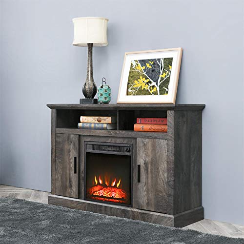 Electric Fireplace TV Stand Entertainment Center Corner Fire Place Heaters Tv Console for TVs up to 42" Wide, Rustic Y78591