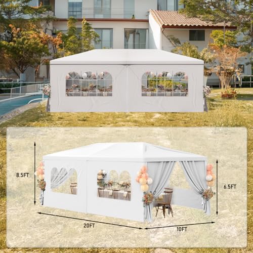 White 10x30 Heavy Duty Party Tent with 7 Removable Sidewalls N487351