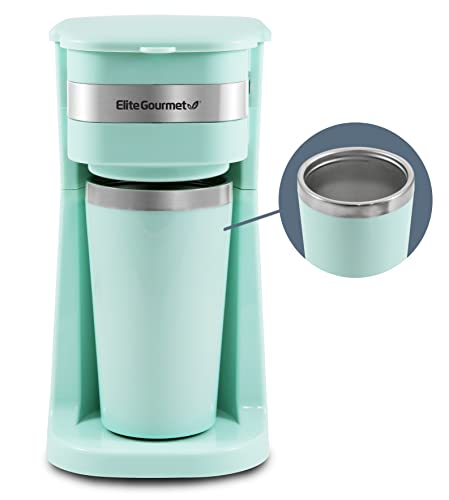 Black Compact Single-Serve Coffee Maker with 14Oz. Stainless Steel Travel Mug F278759