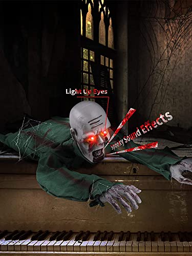 Scary Climbing Zombie Skeleton with Glowing Red Eyes and Creepy Sound F30479