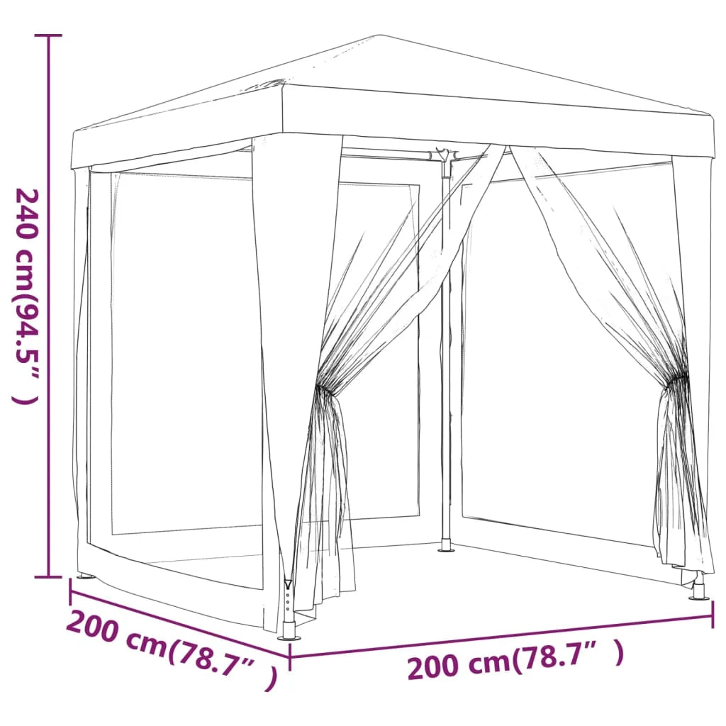 Blue 6.6'x6.6' HDPE Party Tent with 4 Mesh Sidewalls C405