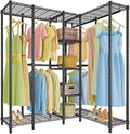 67.5" L Shaped Freestanding Wire Garment Rack O3696