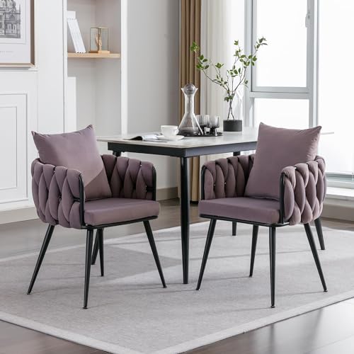 Blue Velvet Set of 2 Dining Chairs with Metal Legs A881515
