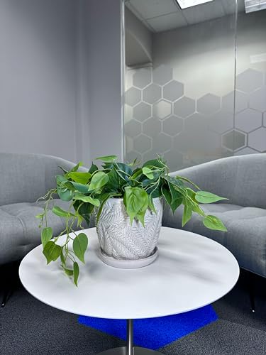 White 7 Inch Indoor Ceramic Planter Pot with Saucer and Drainage Hole U73758