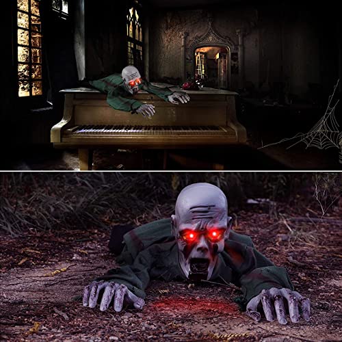 Scary Climbing Zombie Skeleton with Glowing Red Eyes and Creepy Sound F30479