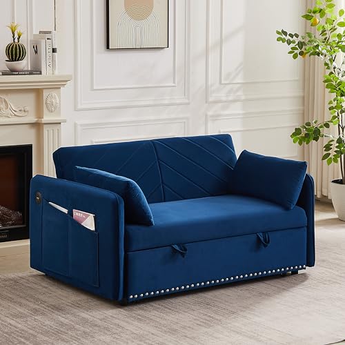 3-in-1 Velvet Sofa with Pullout Bed M408008