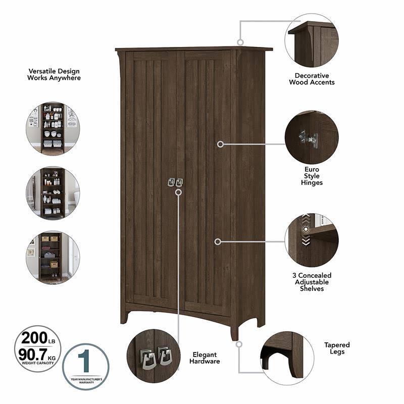 Ash Brown Tall Storage Cabinet with Doors F805