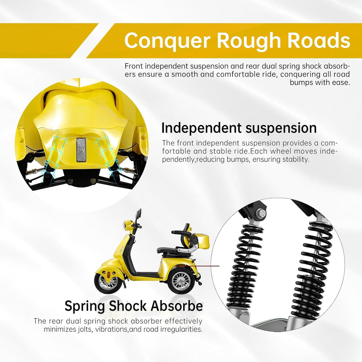 Yellow 4 Wheel Mobility Scooter 500lbs Capacity F9890