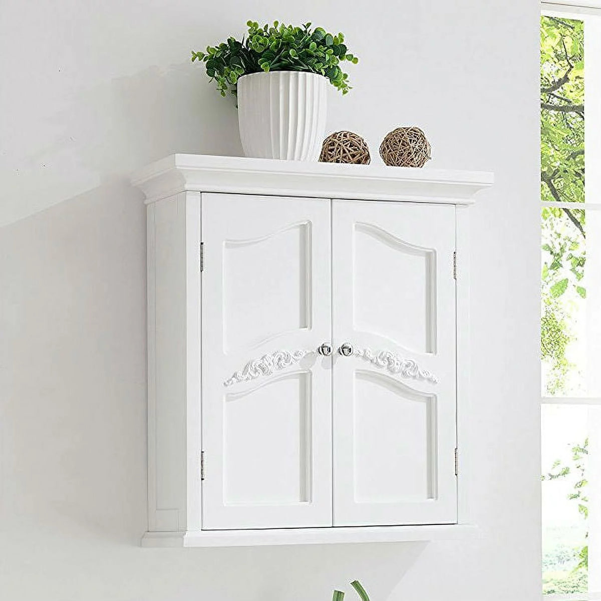 White 2 Door Bathroom Wall Cabinet U2511