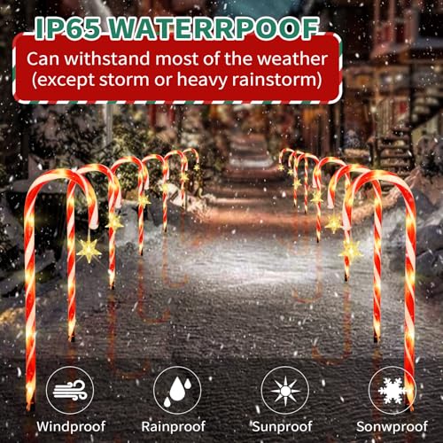 2PK 12 PCS 15FT Solar Candy Cane Lights C207856