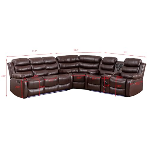 White PU Leather L-Shaped 9 Seater Reclining Sectional Sofa with LED Light Q98840
