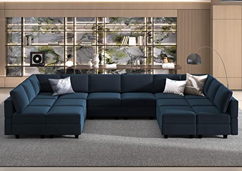 Oversized Modular U Shaped Sectional Sofa with Storage Velvet Black X99662