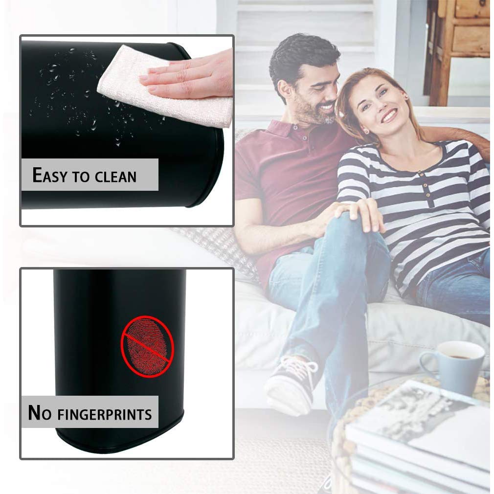 13 Gallon Black Stainless Steel Trash Can with Lid R864