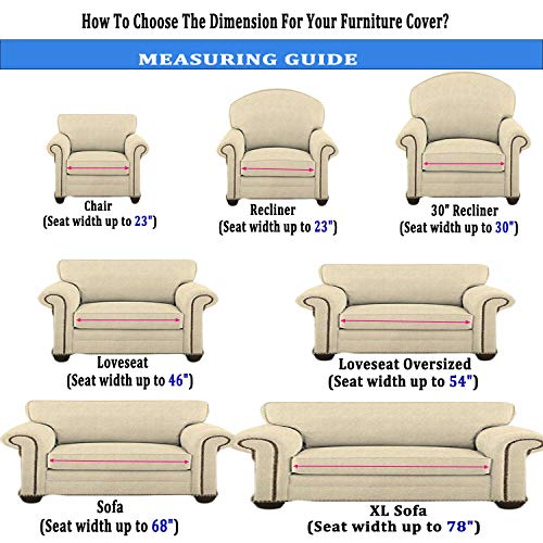 Beige 30 Inch Waterproof Recliner Chair Cover U357