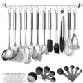 38 Piece Stainless Steel Kitchen Utensil Set with Utensil Holder Rack O939331