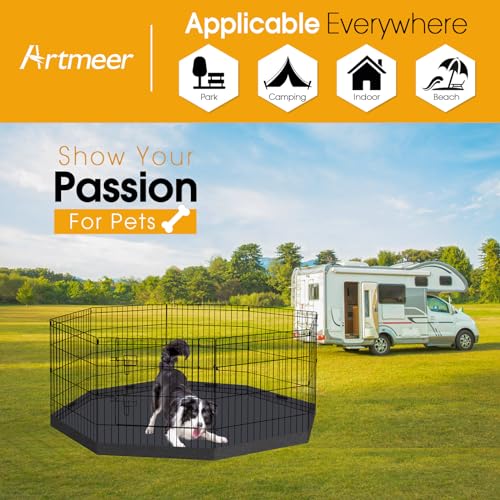 Black 8 Panel 24 Inch Pet Playpen F717