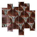 Embossed Leather Cattle Skulls Brown Turquoise (12x24 inch) N669961