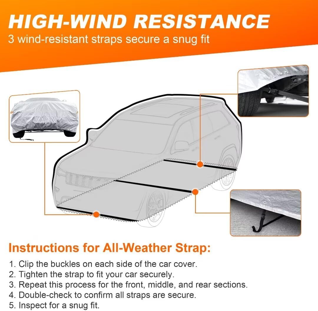 Silver Waterproof Car Cover for Jeep Wrangler 4 Door V882837